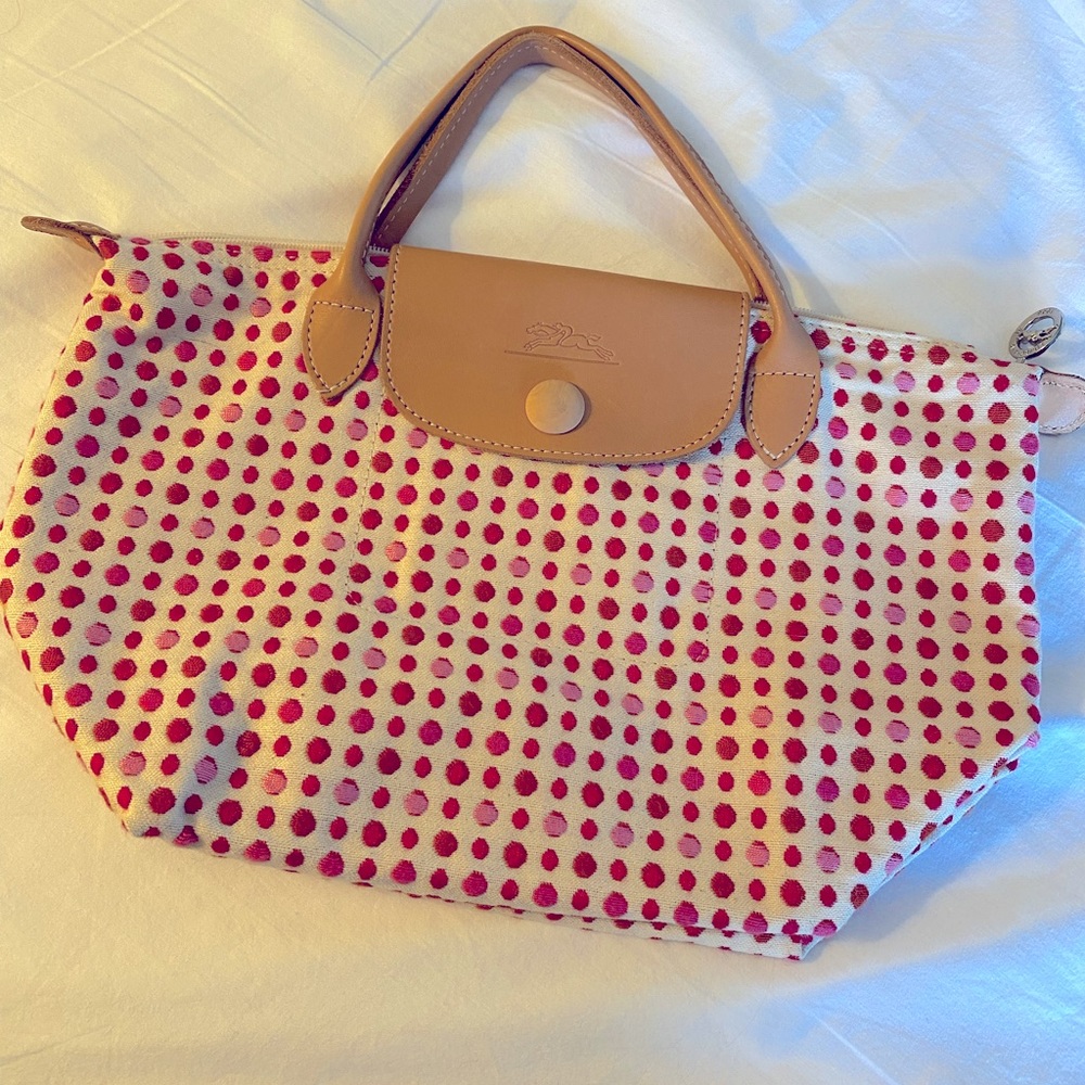 Longchamp Le Pliage mini Polka Dot zipper tote